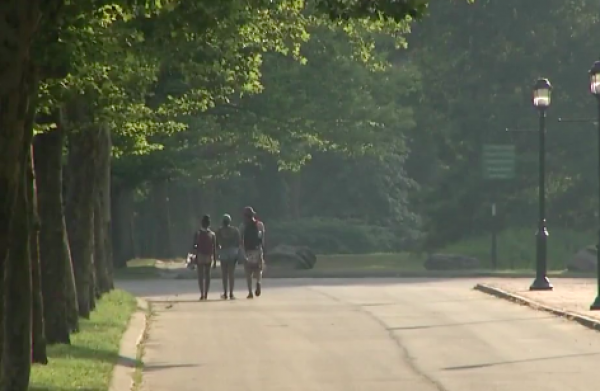 people walking in summer